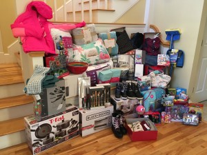Items donated to a family at the emergency shelter